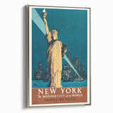 New York Vintage Travel Poster - Retro Statue of Liberty Art