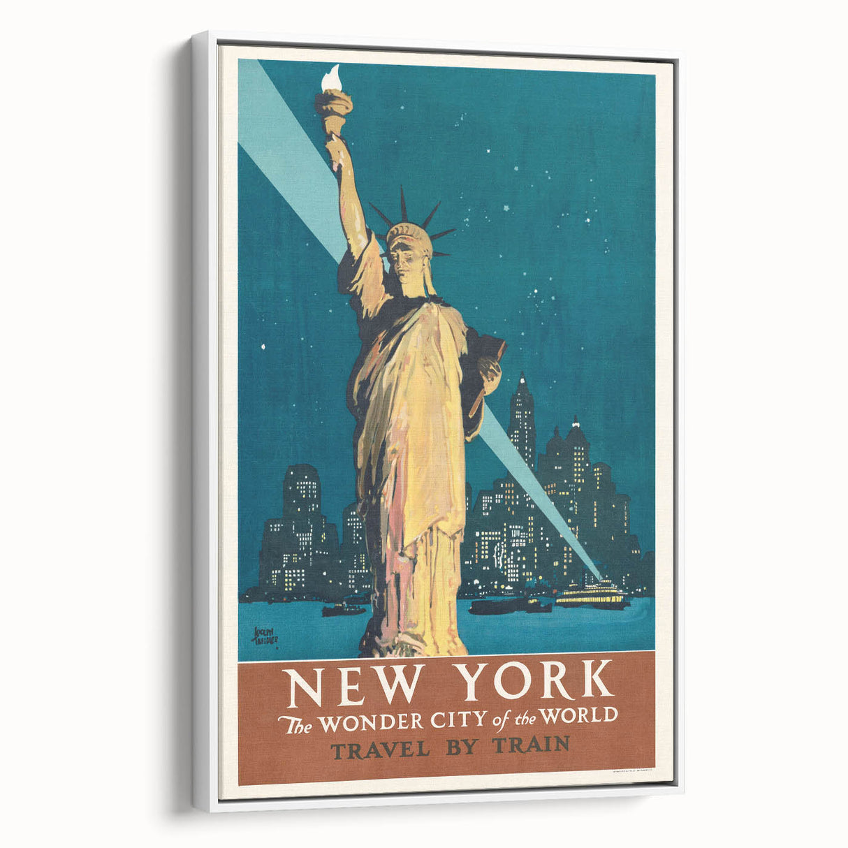New York Vintage Travel Poster - Retro Statue of Liberty Art