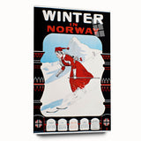 Winter in Norway Vintage Travel Poster - Retro Skiing Art