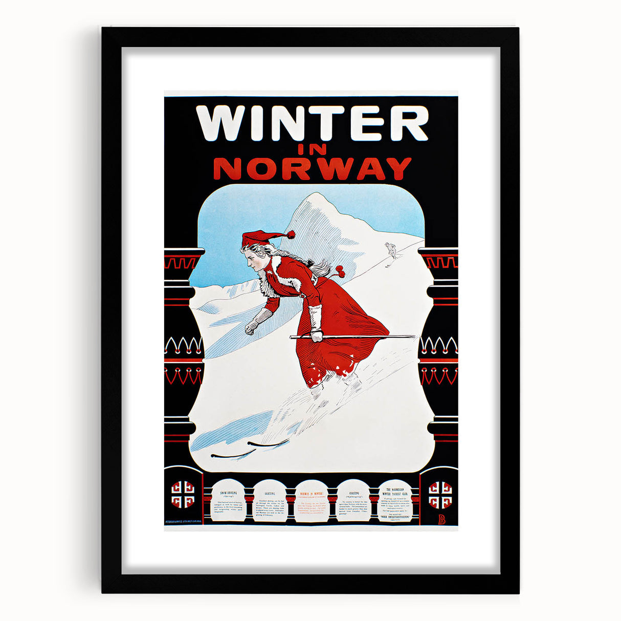 Winter in Norway Vintage Travel Poster - Retro Skiing Art