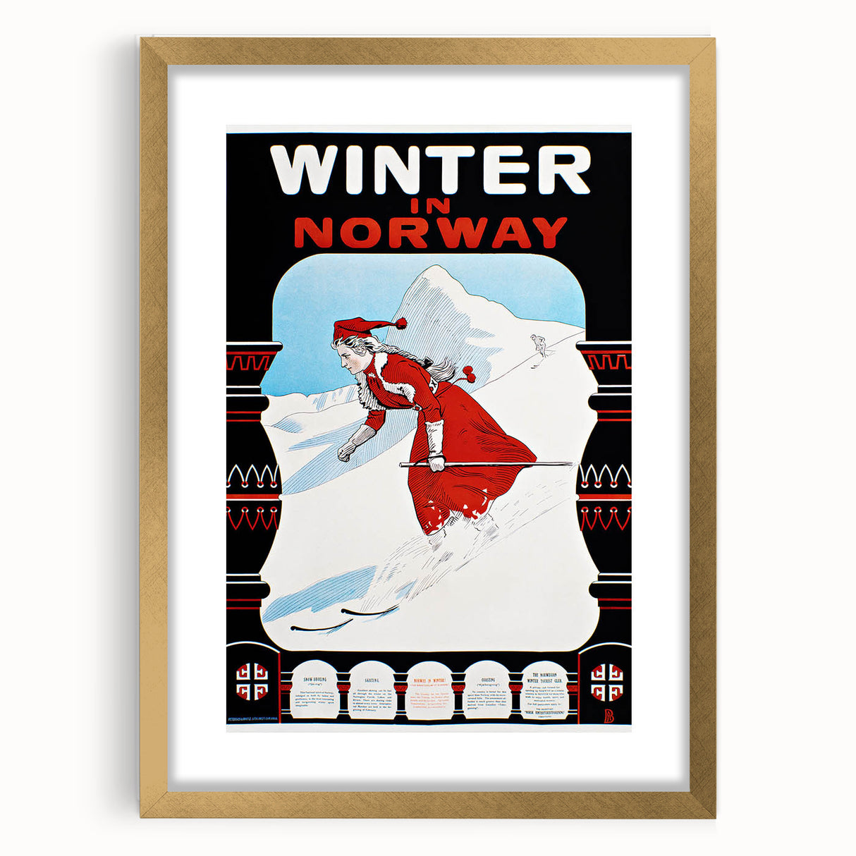 Winter in Norway Vintage Travel Poster - Retro Skiing Art