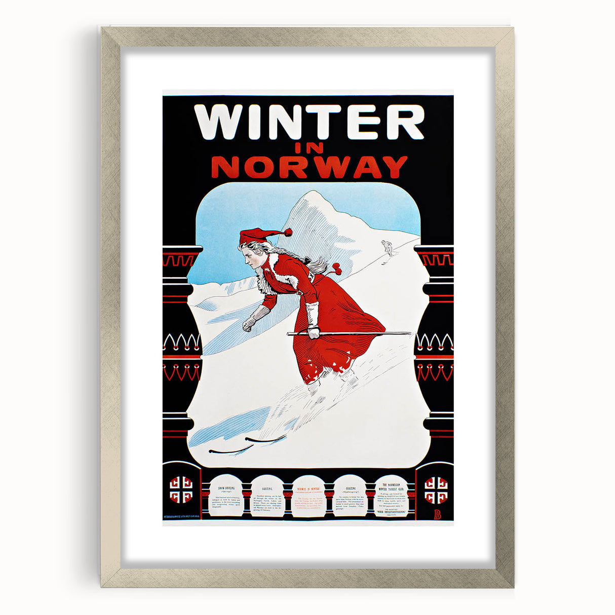 Winter in Norway Vintage Travel Poster - Retro Skiing Art