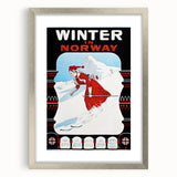 Winter in Norway Vintage Travel Poster - Retro Skiing Art