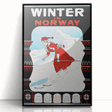 Winter in Norway Vintage Travel Poster - Retro Skiing Art