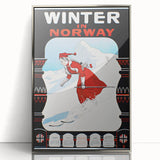 Winter in Norway Vintage Travel Poster - Retro Skiing Art