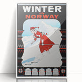 Winter in Norway Vintage Travel Poster - Retro Skiing Art