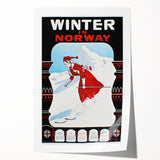 Winter in Norway Vintage Travel Poster - Retro Skiing Art