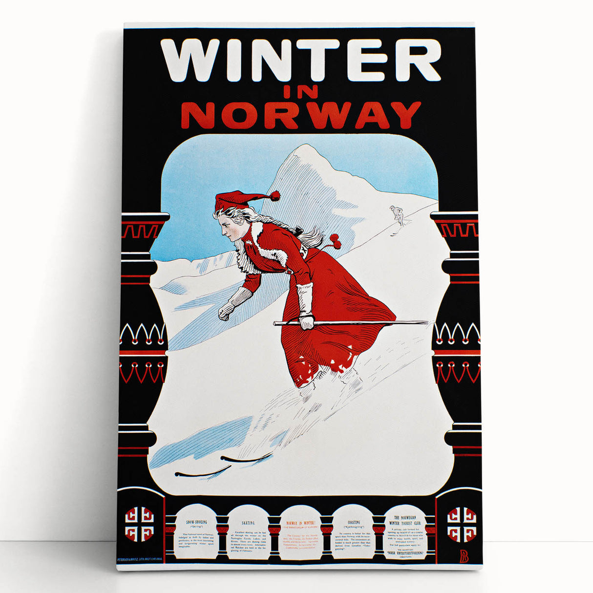 Winter in Norway Vintage Travel Poster - Retro Skiing Art