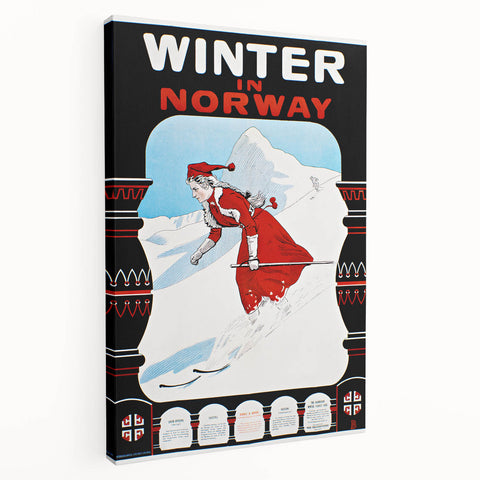 Winter in Norway Vintage Travel Poster - Retro Skiing Art