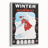 Winter in Norway Vintage Travel Poster - Retro Skiing Art