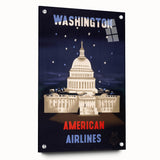 Washington Vintage Travel Poster - Retro American Airlines Art