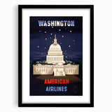 Washington Vintage Travel Poster - Retro American Airlines Art