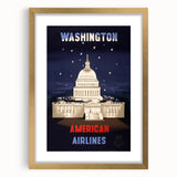 Washington Vintage Travel Poster - Retro American Airlines Art