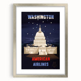 Washington Vintage Travel Poster - Retro American Airlines Art