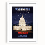 Washington Vintage Travel Poster - Retro American Airlines Art