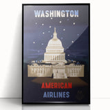 Washington Vintage Travel Poster - Retro American Airlines Art