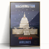 Washington Vintage Travel Poster - Retro American Airlines Art