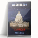 Washington Vintage Travel Poster - Retro American Airlines Art