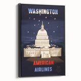 Washington Vintage Travel Poster - Retro American Airlines Art