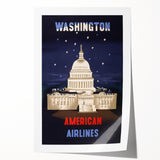Washington Vintage Travel Poster - Retro American Airlines Art