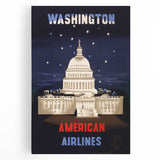 Washington Vintage Travel Poster - Retro American Airlines Art