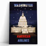 Washington Vintage Travel Poster - Retro American Airlines Art