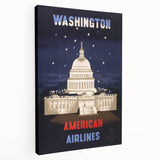 Washington Vintage Travel Poster - Retro American Airlines Art