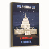 Washington Vintage Travel Poster - Retro American Airlines Art