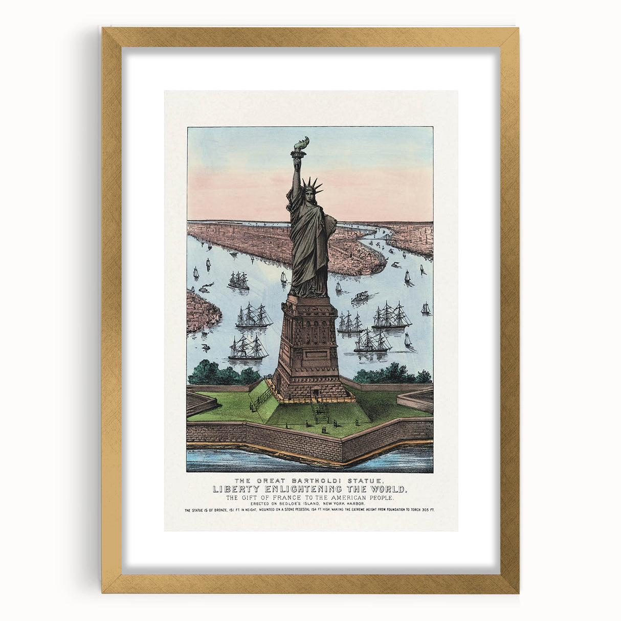 Statue of Liberty Vintage Travel Poster - Retro New York Landmark Art