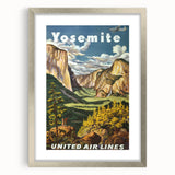 Yosemite Vintage Travel Poster - Retro United Airlines Art