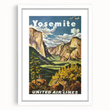 Yosemite Vintage Travel Poster - Retro United Airlines Art