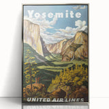 Yosemite Vintage Travel Poster - Retro United Airlines Art