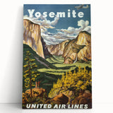 Yosemite Vintage Travel Poster - Retro United Airlines Art