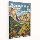 Yosemite Vintage Travel Poster - Retro United Airlines Art