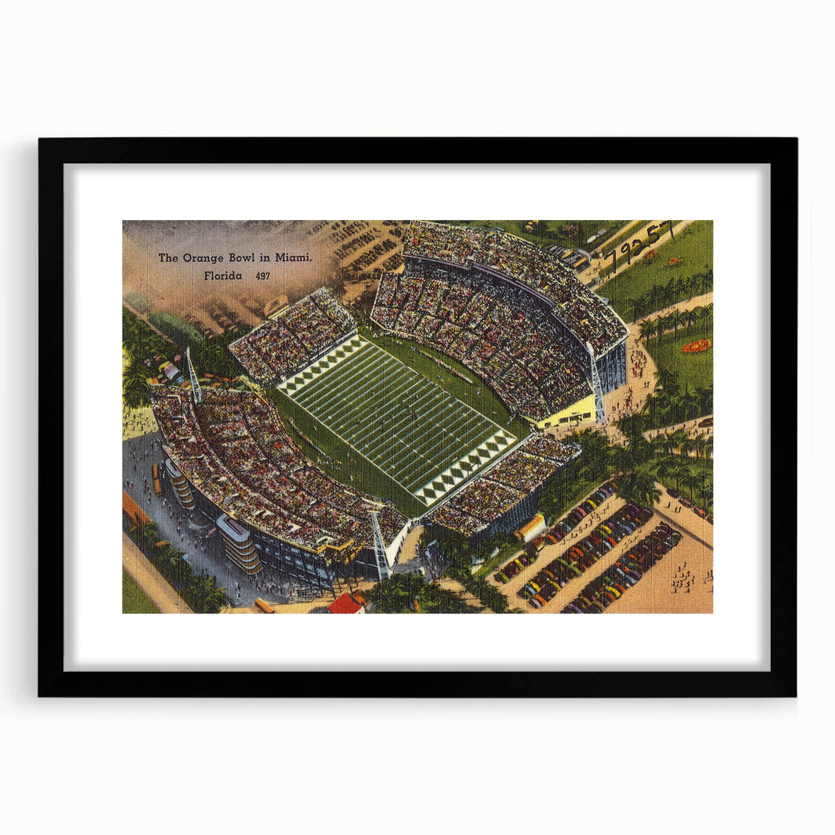 Vintage Orange Bowl Poster - Retro Miami Florida Travel Art