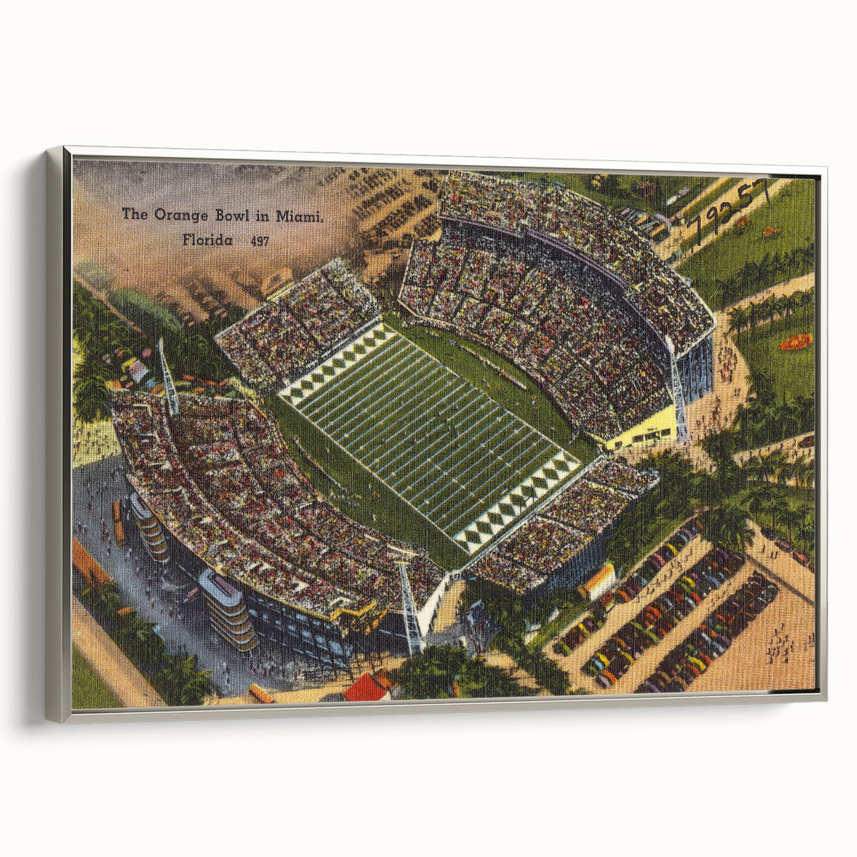 Vintage Orange Bowl Poster - Retro Miami Florida Travel Art