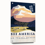 See America Vintage Travel Poster - Welcome to Montana Art