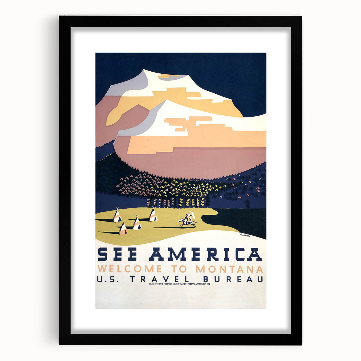 See America Vintage Travel Poster - Welcome to Montana Art