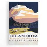 See America Vintage Travel Poster - Welcome to Montana Art