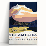 See America Vintage Travel Poster - Welcome to Montana Art