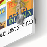 Vintage Hotel Luggage Labels of Italy Poster - Retro Travel Art