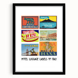 Vintage Hotel Luggage Labels of Italy Poster - Retro Travel Art
