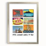 Vintage Hotel Luggage Labels of Italy Poster - Retro Travel Art