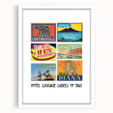 Vintage Hotel Luggage Labels of Italy Poster - Retro Travel Art