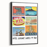 Vintage Hotel Luggage Labels of Italy Poster - Retro Travel Art