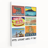 Vintage Hotel Luggage Labels of Italy Poster - Retro Travel Art