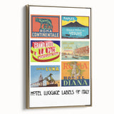 Vintage Hotel Luggage Labels of Italy Poster - Retro Travel Art