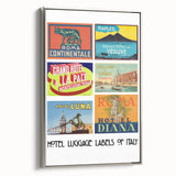 Vintage Hotel Luggage Labels of Italy Poster - Retro Travel Art