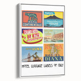 Vintage Hotel Luggage Labels of Italy Poster - Retro Travel Art