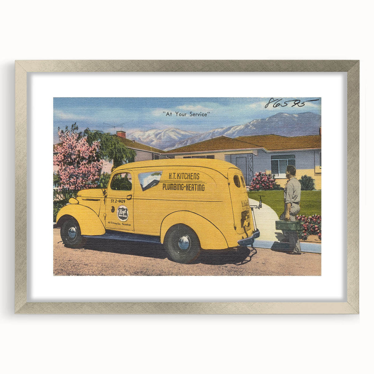 Vintage H.T. Kitchens Plumbing Van Poster - Retro Service Art